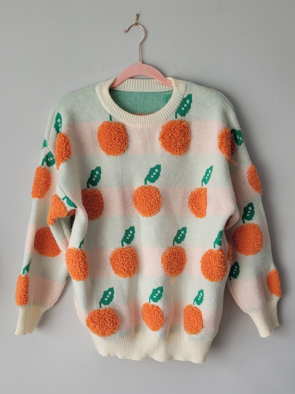 Orange Pom-Pom Knit Sweater